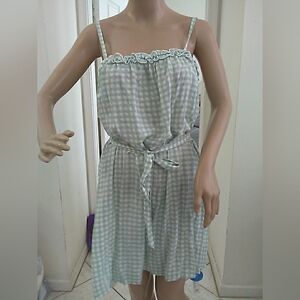 NWT CUPSHE Mint & White MINI Dress W/ Belt VERY LIGHT Comfortable AdJ. STRAPS XL